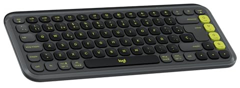 Logitech POP ICON KEYS teclado inalámbrico Bluetooth, escritura cómoda, teclas programables, cambio fácil entre hasta 3 dispositivos, para portátil, tablet, PC, Disposición QWERTY Español - Grafito