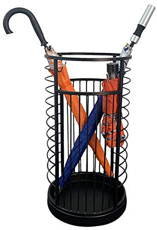 VIBEXIN Porte-parapluies avec Design Circulaire, Grand Support d'organisateur de Parapluie d'entrée pour la Collection Rain, Support de parapluies en métal avec Crochets (Noir 3052 cm)