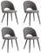 JZGORC Lot de 4 Chaise de Salle à Manger, Chaise de Salle à Manger Teddy en Velours Doux, Chaise de Cuisine avec Siège Moelleux et Accoudoirs, Pieds en Métal - Gris