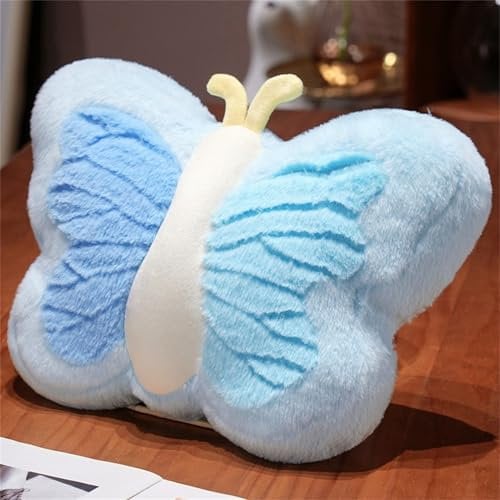 Schmetterling Kuschelkissen Kinder Kreative Aesthetic Kuschelkissen Flauschig Dekokissen Sofakissen Zierkissen Plüsch Kissen Für Kinderzimmer Schlafzimmer (Blau)