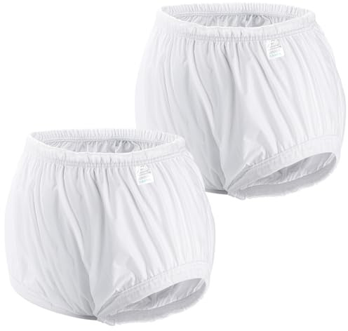 Carer Auslaufsichere Unterwäsche für Erwachsene für Inkontinenz, waschbar, geräuscharm Kunststoffhose Unisex, 2 Stück Weiß XXL