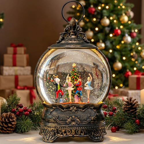 Weihnachts-Schneekugel-Laterne, Clara & Nussknacker und Mauskönig, Weihnachtsbaum, musikalische Schnee-Wasserlaterne, wirbelnd, glitzernd, Feiertagsdekorationen, Geschenke für Familie oder Freunde