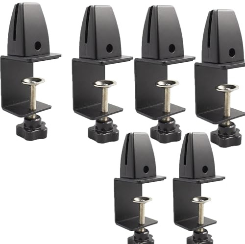 TOOSOAR 6 Stück Schreibtisch-Trennwandklemme,Verstellbare Aluminium-Tischteilerklemmen für Sicherheit und Datenschutz(Schwarz)