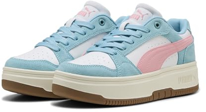 PUMA Damen Rebound Femme Low Sneakers 40.5, White Pinkscape Aqua Pink Blue