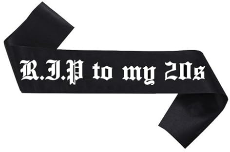 ALEGRE RIP to My Twenties Schärpe, 30 Geburtstag Deko Sash, Rip Twenties Deko Geburtstagsschärpe, Rip 20s Dekor für Frau, Death to My Twenties Dekorationen Schärpe für 30 Geburtstag