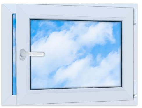 LORAC Ventana de plástico blanco 800 x 600 mm, 80 x 60 cm, PCV, DIN derecha, inclinable y expositable, doble acristalamiento, ahorro de energía, ventana con certificado CE para sótano y apartamento
