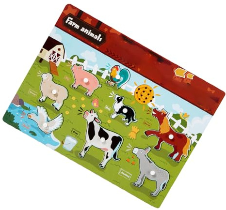 Peg Sound Puzzle – Cartoon-Spielzeug aus Holz, Lernen der Fahrzeuge | Pädagogische Tiere, frühes Entwicklungsspiel für Toddlerr Boy Girls, Preschool Nurse