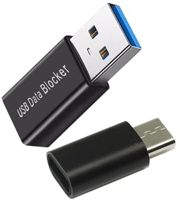 2 Pcs USB Data Blocker, USB C Data Blocker, Portable Anti Juice Jacking Security Device, Blocking Charge Only Adapter, No Data Transfer Safe Travel Charging Protector for Smartphone Tablet Laptop