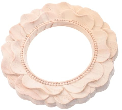 CLISPEED Unlackierter Vintage Bilderrahmen aus Massivem Holz Rundes Geschnitztes Applikations design Barocker Stil Stabile Holzrahmen dekoration für DIY spiegel Weihnachts Partydeko