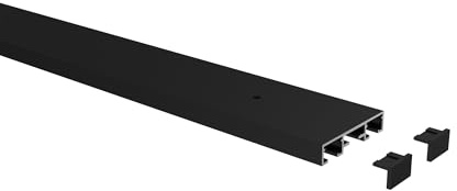 INTERDECO Gardinenschiene, Vorhangschiene und Deckenschiene 2-läufig aus Aluminium, flache Objektschiene, Schwarz, vorgebohrt, zur einfachen Deckenmontage, Typ 15201200, 260 cm