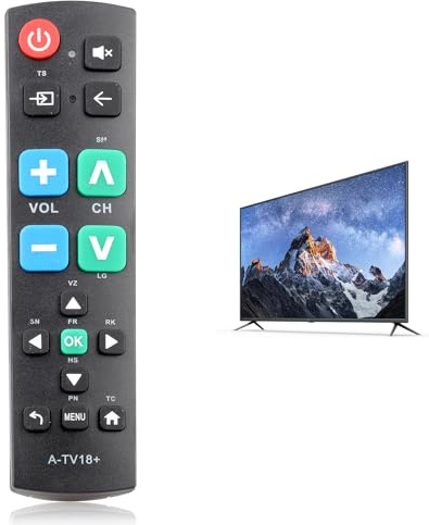 Big Button Remote Control for Seniors Universal TV Remote with Large Buttons Easy to Use TV Remote for Elderly Compatible with Samsung LG, Sony, Toshiba, TLC and Most TV Brands