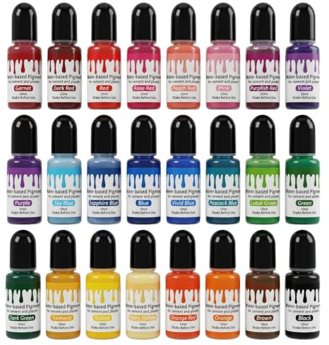 Pigmentos de color para polvo de fundición, 24 colores, pintura líquida a base de agua para yeso, hormigón, resina epoxi, adecuado para manualidades y proyectos creativos