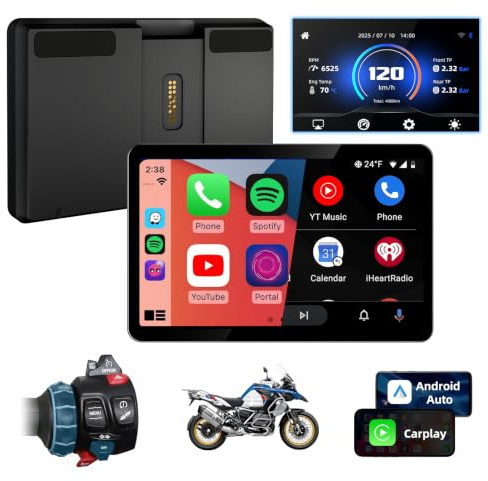 Jansite 6,25'' Pantalla BMW Carplay Moto con Wonder Wheel Nativa | CarPlay Inalámbrico y Android Auto, Conectar y Jugar, Pantalla Táctil Impermeable, GPS Moto Navegador,Siri y GoOgle Asistente