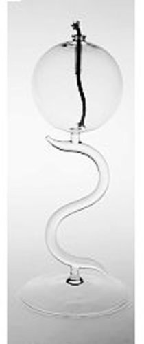Oberstdorfer Glashütte Runde Öllampe am Fuss Petroleumlampe klare dekorative Glaslampe mundgeblasen Höhe 22 cm