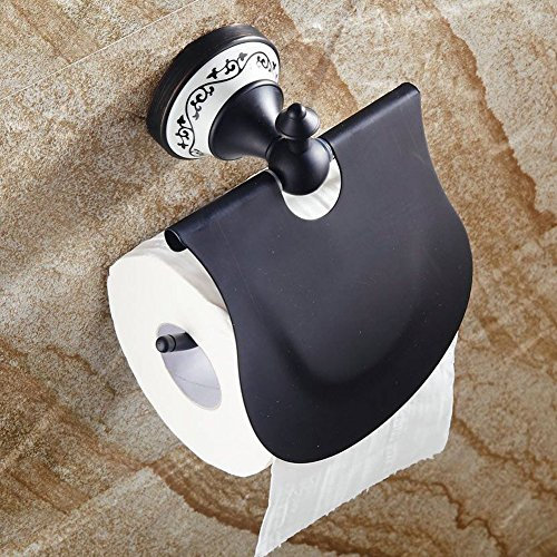 Hiendure ®Wandhalterung Messing- Keramik Toilettenpapierhalterung mit Deckel Öl rieb Bronze (Toilettenpapierhalterung)