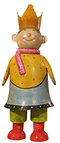 Gall&Zick Dekoration Prinz Krone Prinzessin Blech Bunt Bemalt Garten Deko Metall Skulptur Figur Design Statue Kunst Höhe ca 40cm