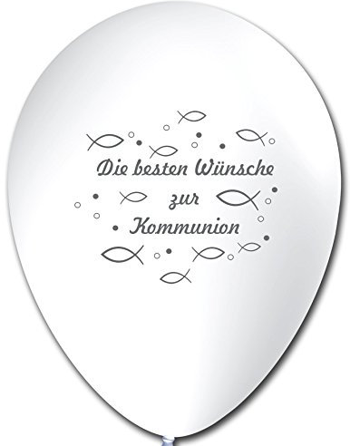 Unbekannt 10 Luftballons Die besten Wünsche zur Kommunion, WEIß, ca. 30 cm Durchmesser