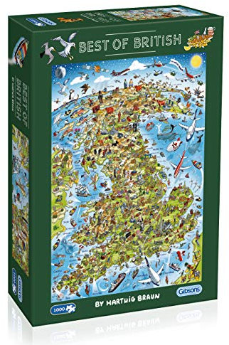 Best of British | 1000 Piece Jigsaw Puzzle | Map Jigsaw Puzzle | Sustainable Puzzle for Adults | Premium 100% Recycled Board | Great Gift for Adults | Gibsons Games