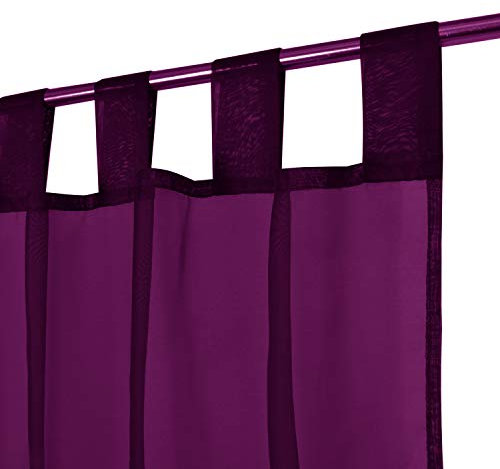 Megachest Durchsichtiger Voile-Vorhang mit Schlaufen, 142 x 206 cm, Aubergine