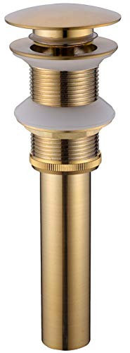 TRUSTMI Ottone Lavabo Rifiuti Modern Pop Up Click Clack Spina Molata Unslotted Senza straripamento, Oro Spazzolato