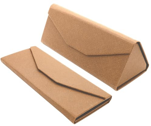 TBOC Custodia Pieghevole Occhiali da Sole - Astuccio [Marrone Chiaro] Rigido [Triangolare] [Chiusura Magnetica] Fodera Interna Porta Lenti Vista Lettura Lavoro Auto Design Grande Uomo Donna Bambini