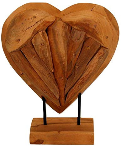 Sesua Holzherz Teak Holz Natur massiv Herz 30 cm