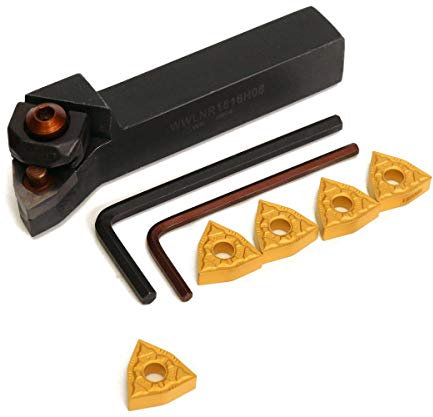 KATSU Portautensili Tornitura per Tornio con Inserti Indicizzabili 16X100mm con 5 Inserti WWLNR1616H08 e WNMG0804 Inserti 111101