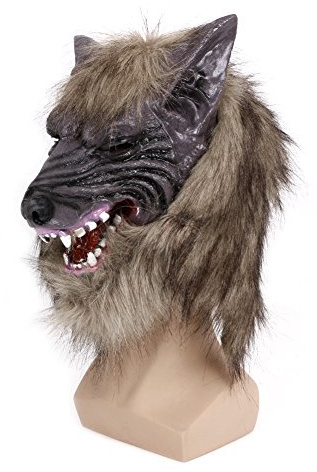 qiuxiaoaa Halloween Latex Tier Wolf Kopf Mit Haar Kostüm Kostüm Party Scary Halloween Zufällige Lieferung