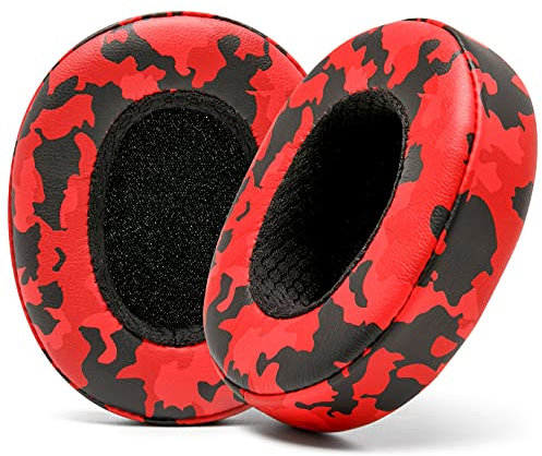 WC Replacement Earpad Cushions for Skullcandy Hesh 3 & Crusher Over-Ear Headphones Made by Wicked Cushions | Improved Durability and Thickness for Improved Comfort and Noise Isolation | Red Camo