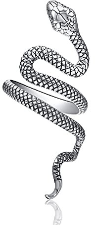 PRAYMOS Schlange Ringe Offene Schlange Stapeln Ringe Gothic Tier Band Ringe Vintage Silber Knöchel Ring Schmuck Für Frauen Mädchen Punk Schlangenringe