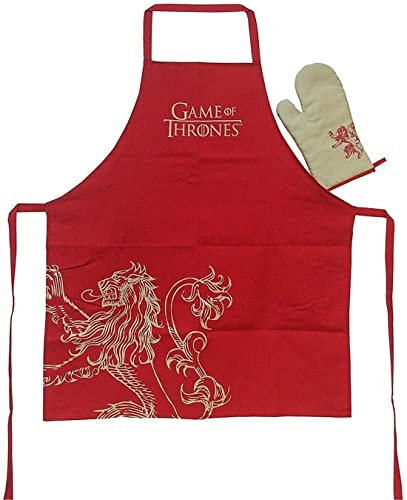 Officially Licensed Game of Thrones House Lannister Apron and Oven Mitten Set - Standard Size in Gift Box