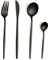 Couverts de table pour 6 personnes, Pleafind 24 pièces couverts noirs mats, couverts inox, set couverts de table avec couteau, fourchette, cuillère, va au lave-vaisselle