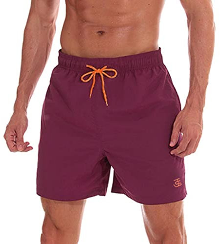 JustSun Bañador Hombre Corto Surferos Secado Rápido Traje Shorts de Baño Playa Natacion Surf Hombre Piscina Cielo Burdeos XL