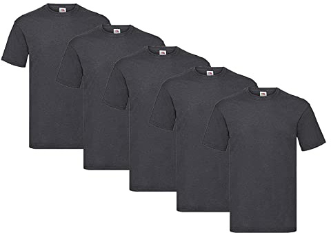 Fruit of the Loom Men's T-Shirt, 5 x Dark Heather + 1 Hl Buying Block, XL