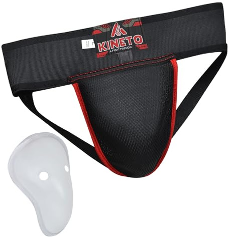 KINETO Groin Guard Boxing Cup Men, Martial Arts Kickboxing MMA Muay Thai Sparring, Groin Guard for Kids, Jockstrap Adjustable, Fighting Training, Underwear Jiu Jitsu BJJ Protection