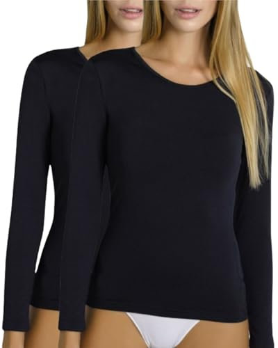 Valko Pull Hiver Femme – Tee Shirt Manche Longue Chaud et Doux avec Intérieur Doublé – sous Pull Élastique Idéal comme Vêtement Thermique d’Hiver (Noir, M, 2)