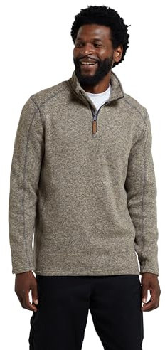Mountain Warehouse Idris Mens Half-Zip Fleece - Microfleece, Anti-pill, Breathable, Lightweight Sweatshirt - Best for Spring Summer, Camping, Outdoors, Travelling & Hiking Beige M