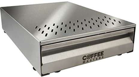 Coffee Masters Deluxe Knockout Drawer - Heavy Duty Stainless Steel Coffee Knock Box - 3L Modern Style with Unique Triangular Rubber-Coated Bar for Noise Reduction