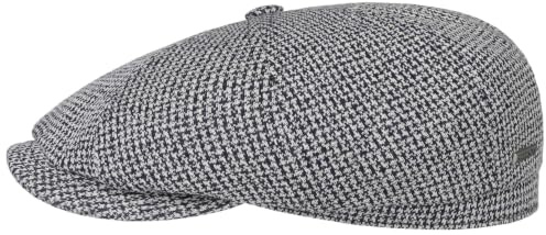Stetson Hatteras Cotton Jersey Flatcap Zweifarbig Unisex 100% Baumwolle UV-Schutz 40+ Made in EU Frühjahr Sommer schwarz-weiß XXL (62-63 cm)