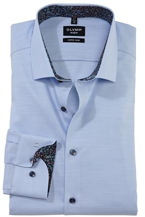 OLYMP Herren Businesshemd Langarm No.Six,Einfarbig,super Slim,Modern Kent,bleu 11,43