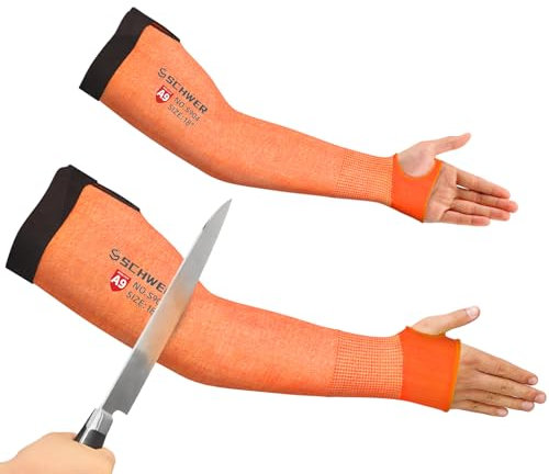 Schwer PRO-SKIN Highest Level Cut Resistant Arm Sleeves S904 for Work, ANSI A9 Arm Protectors for Thin Skin, UPF50+ UV Protection Cooling Gardening Sleeves, Level 3 Puncture Resistant Arm Guards