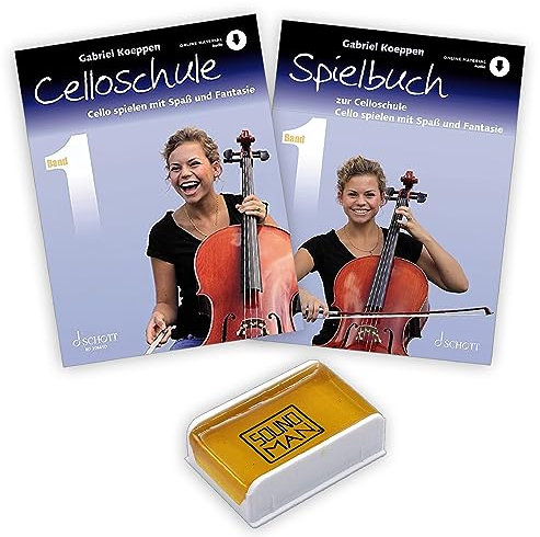 Celloschule 1 + Spielbuch: (Starterset) mit Online Audio - Band 1 von Gabriel Koeppen (ISBN 9783795724481-9783795721947) + Soundman Kolophonium für Cello
