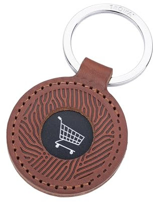 TROIKA Einkaufswagenchip Schlüsselanhänger COIN ADVENTURE hochwertiges italienisches Echtleder – seitliche Öffnung zur Entnahme des Chips – handmade in Italien – Leder – braun Original