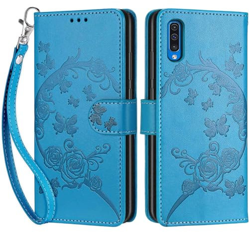 Handyhülle für Samsung Galaxy A50 / A50s / A30s Hülle, Premium PU Leder Flipcase Schutzhülle Klapphülle mit Kartenschlitz und Faltbare Brieftasche Hülle für Samsung Galaxy A50 / A50s / A30s - Blau