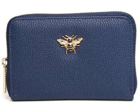 Alice Wheeler Porte-monnaie et cartes en forme d'abeille Concertina en cuir vegan Taille M, bleu marine, M, Porte-monnaie en accordéon