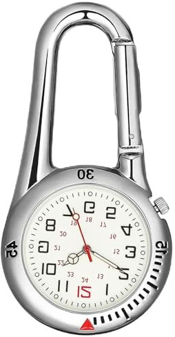 Digitale Taschenuhr Mit Clip für Krankenschwestern, Radfahrer, Kletterer - Schwesternuhr, Krankenschwester Uhren, Kleine Outdoor Uhr für Rucksack - Silber