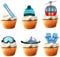 18pcs Ski Cupcake Toppers for Men Women Birthday Snowboard Cake Decor Winter Sport Skiing Snow Party Supplies Ski Themed Party Decorations