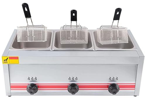 PixCy Freidora De Gas, Freidoras Industriales, Freidora a Gas Comercial, Freidora De Cocina, Encimera a Gas Profesional De Alta Capacidad,para Cocinar Alimentos,30L