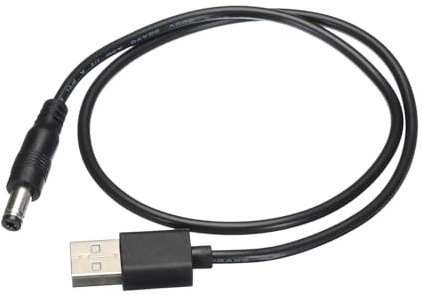 QUARKZMAN Câble d'Alimentation USB vers DC 0,5 M USB vers DC 5,5 mm x 2,1 mm Cordon d'Alimentation 5V Noir pour Mini Ventilateur Caméra Téléphone Portable Tablette 1 Pièce