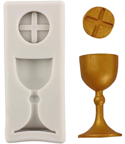 MINFEIDMS Taufe Kuchen Dekorationen Form Kommunion Kelch Fondant Silikonform für Zuckerhandwerk Kuchen Dekorieren Cupcake Topper Süßigkeiten Schokolade Polymer Ton Gummipaste